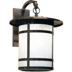 Berkeley 1 Light 19 Inch Nickel Outdoor Wall Mount In Almond Mica