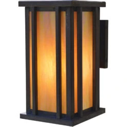 Glencoe 1 Light 15 Inch Pewter Outdoor Wall Mount In Amber Mica