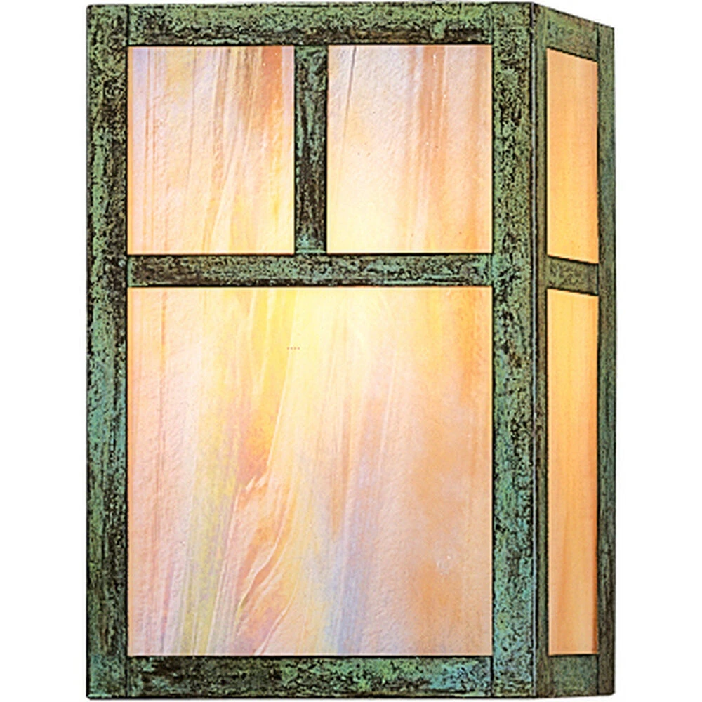 Mission 1 Light 7 Inch Bronze Wall Mount Wall Light In Gold White Iridescent